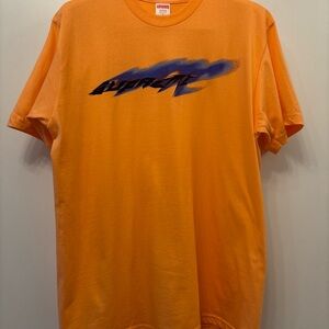 Supreme New York Orange Wind Tshirt w purple logo NWOT Large